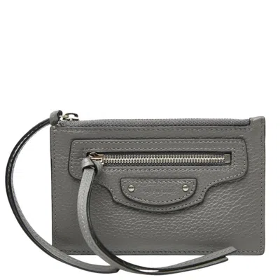 Pre-owned Balenciaga Gray Leather Coin Purse/coin Case ()
