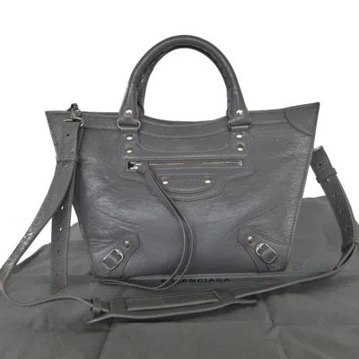 Pre-owned Balenciaga Gray Leather Handbag Shoulder Bag ()