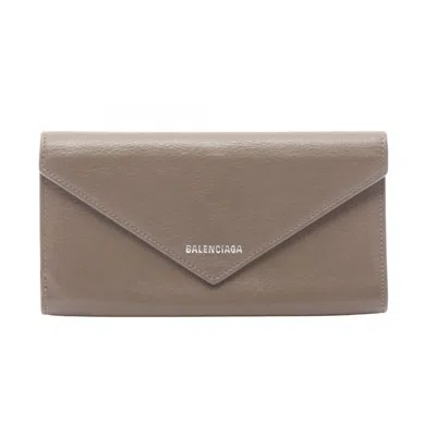 Pre-owned Balenciaga Gray Leather Long Wallet (bi-fold) ()