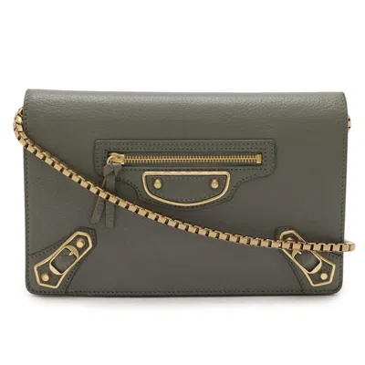Pre-owned Balenciaga Gray Leather Pochette Shoulder Bag ()