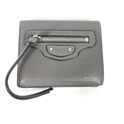 Pre-owned Balenciaga Gray Leather Wallet (bi-fold) ()