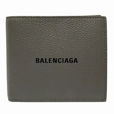Pre-owned Balenciaga Gray Leather Wallet (bi-fold) ()