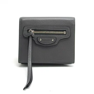 Pre-owned Balenciaga Gray Leather Wallet (bi-fold) ()