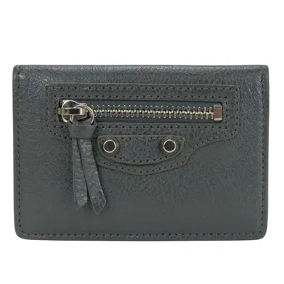 Pre-owned Balenciaga Gray Leather Wallet (tri-fold) ()