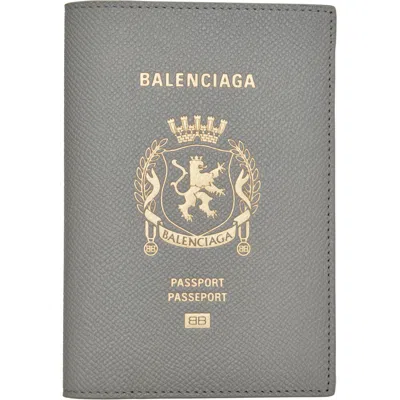 Balenciaga Gray Logo Passport Holder In 1108 Grey