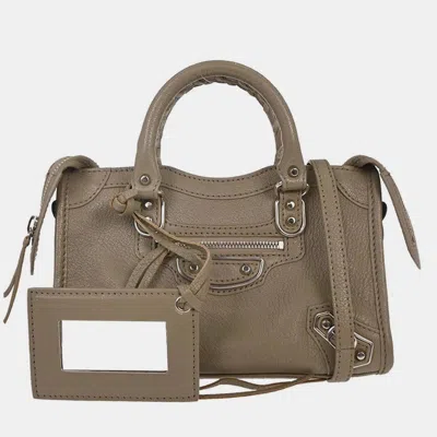 Pre-owned Balenciaga Gray Metallic Edge Classic Mini City