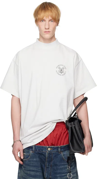 Balenciaga Gray Oversized Key Crest T-shirt In 9081