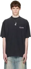 Balenciaga Men Graphite Cotton Oversize T-shirt In Black