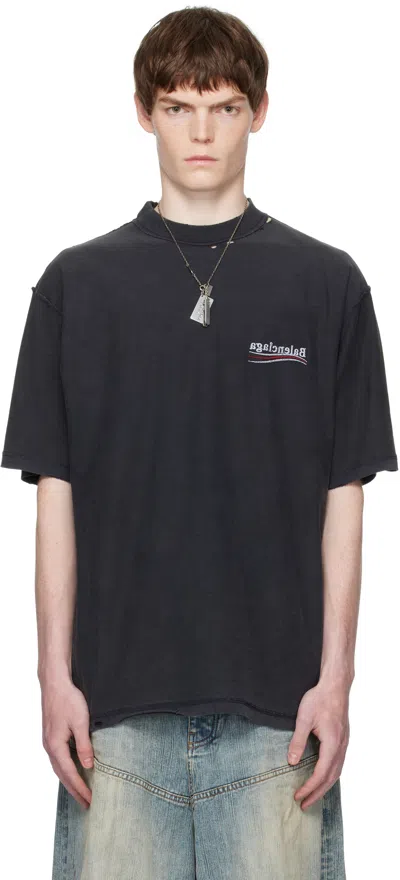 BALENCIAGA GRAY POLITICAL CAMPAIGN INSIDE-OUT T-SHIRT