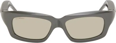 Balenciaga Gray Rectangular Sunglasses In Grey-grey-white