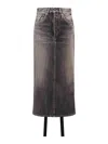 Balenciaga Women Denim Skirt With Laces Interwining