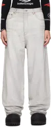 Balenciaga Gray Waterproof Denim Jeans In Platinium