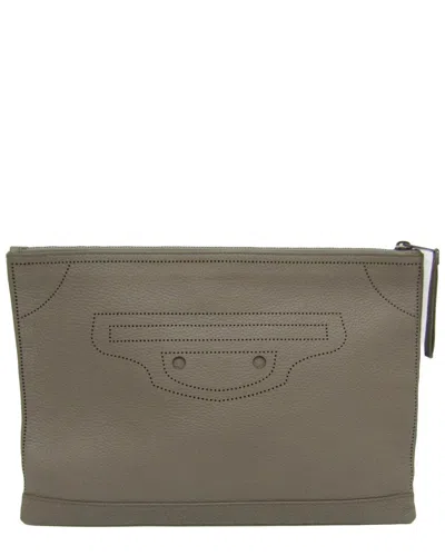 Balenciaga Grayish Leather Clutch (authentic Pre-loved)