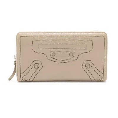 Pre-owned Balenciaga Grayish Leather Long Wallet (bi-fold) ()