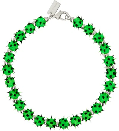 Balenciaga Green & Silver Malibu Silicone Choker In Green/black/sh Silv