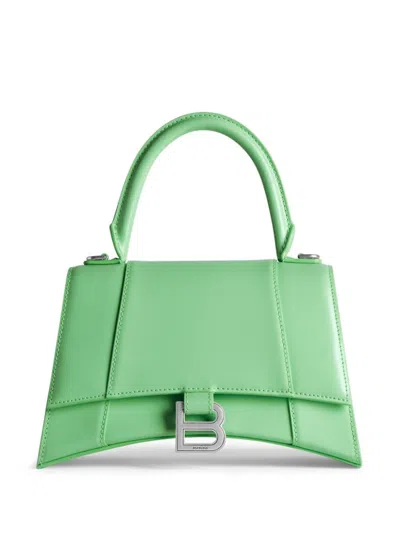 BALENCIAGA GREEN HOURGLASS SMALL LEATHER HANDBAG