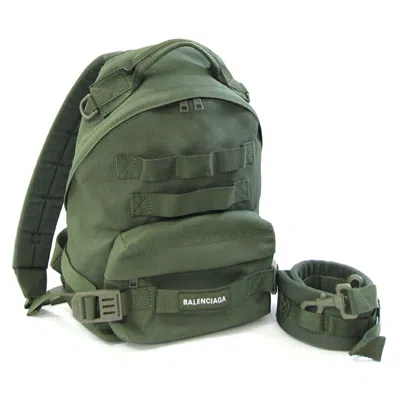 Pre-owned Balenciaga Green Khaki Nylon Canvas Backpack () In Multi
