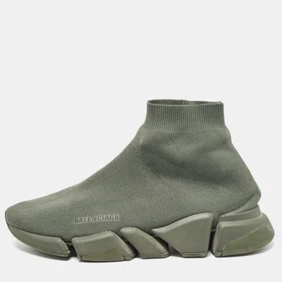 Pre-owned Balenciaga Green Knit Fabric Speed 2.0 Lt Sock Sneakers Size 43