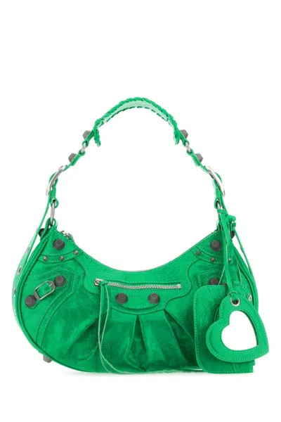 BALENCIAGA GREEN LE CAGOLE S SHOULDER BAG
