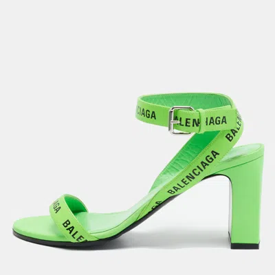 Pre-owned Balenciaga Green Leather Ankle Strap Sandals Size 39