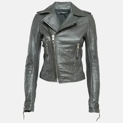 Pre-owned Balenciaga Green Leather Biker Jacket M