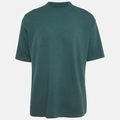 Pre-owned Balenciaga Green Logo Print Cotton Knit Oversized T-shirt M