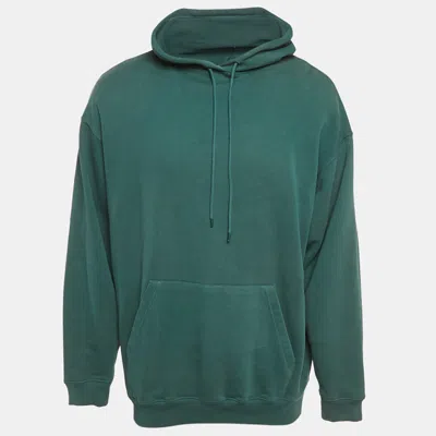 Pre-owned Balenciaga Green Logo Print Cotton Oversized Hoodie S
