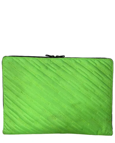 Balenciaga Green Nylon Logo Explorer Zipped Clutch Bag (authentic )