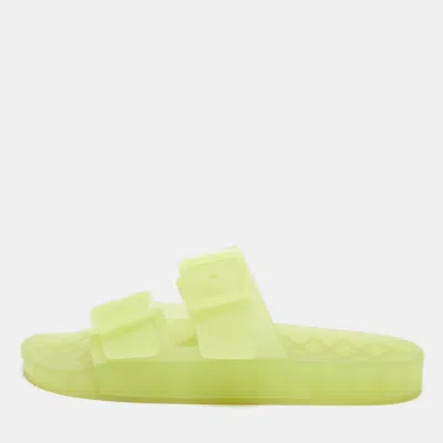 Pre-owned Balenciaga Green Rubber Mallorca Flat Slides Size 42