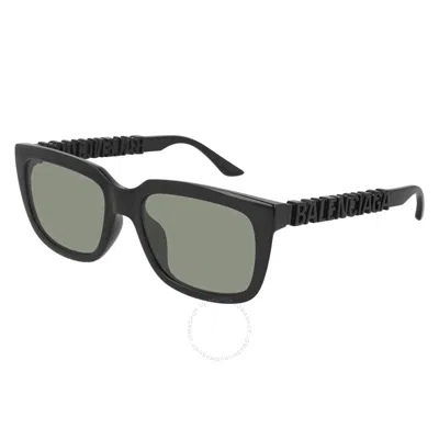 Balenciaga Green Square Unisex Sunglasses Bb0108s-001 56 In Black