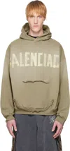 Balenciaga Tape Type Ripped Pocket Large Fit Fleece Hoodie In 2942