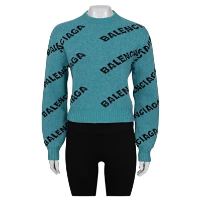 Pre-owned Balenciaga Green Wool Logo Sweater - Size Xs (fr34)