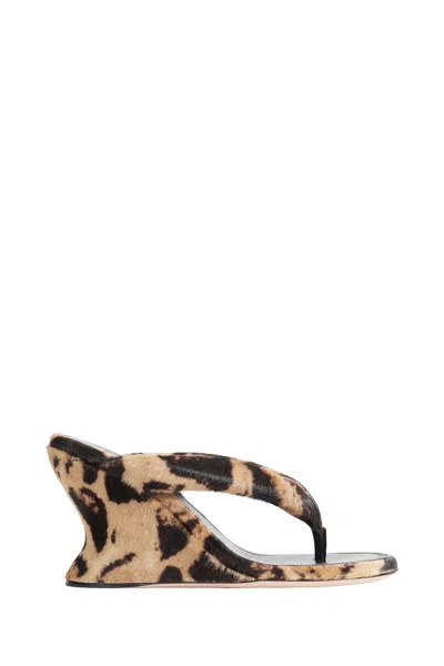Balenciaga Greta Wedge Thong Sandals In Animal Print