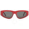 Balenciaga Logo-plaque Arm Sunglasses In Red. / Grey