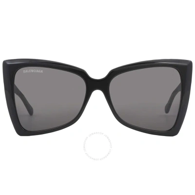 Balenciaga Grey Butterfly Ladies Sunglasses Bb0174s 001 57 In Black / Grey