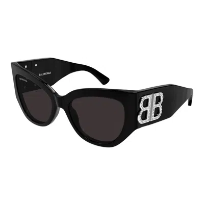 Balenciaga Grey Butterfly Ladies Sunglasses Bb0322s 007 55 In Black