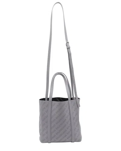 Balenciaga Grey Calfskin Leather Xxs Perforated Logo Everyday Tote (authentic  Pre-loved) In Gray