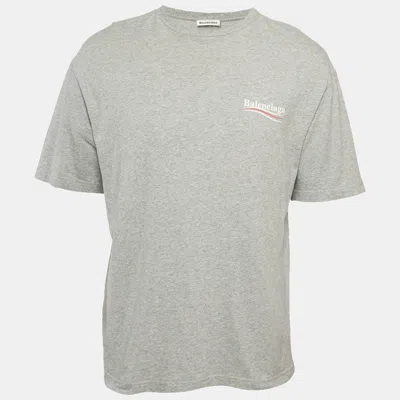 Pre-owned Balenciaga Grey Campaign Logo Print Jersey T-shirt Xs In Gray