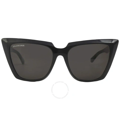 Balenciaga Grey Cat Eye Ladies Sunglasses Bb0046s 001 55 In Black / Grey