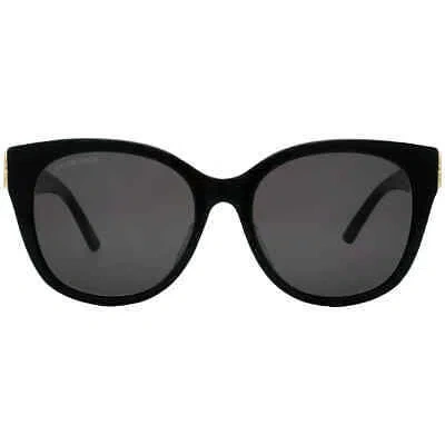 Pre-owned Balenciaga Grey Cat Eye Ladies Sunglasses Bb0103sa 001 57 Bb0103sa 001 57 In Gray