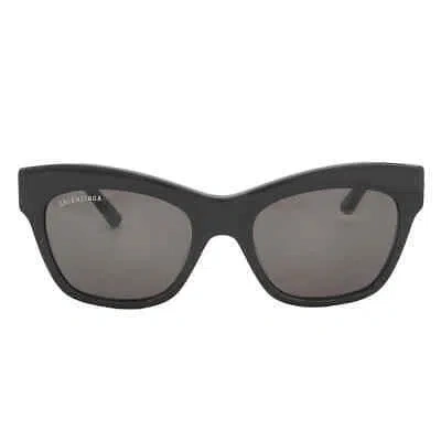 Pre-owned Balenciaga Grey Cat Eye Ladies Sunglasses Bb0132s 001 53 Bb0132s 001 53 In Gray