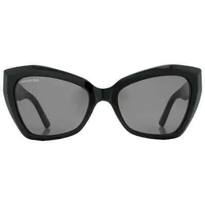 Pre-owned Balenciaga Grey Cat Eye Ladies Sunglasses Bb0271s 001 56 Bb0271s 001 56 In Gray