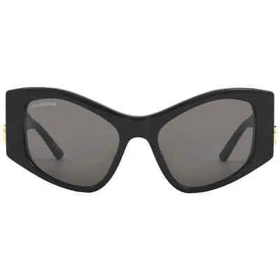 Pre-owned Balenciaga Grey Cat Eye Ladies Sunglasses Bb0287s 001 55 Bb0287s 001 55 In Gray