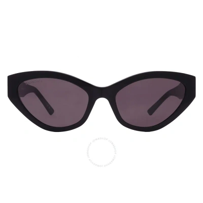 Balenciaga Grey Cat Eye Ladies Sunglasses Bb0306s 001 57 In Black / Grey