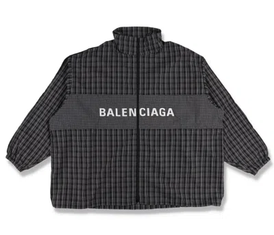 Pre-owned Balenciaga Grey Check Logo Track Jacket