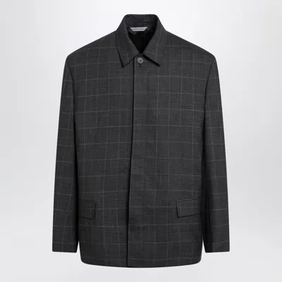 Balenciaga Grey Check Wool Jacket In Animal Print