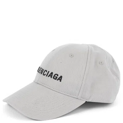 Pre-owned Balenciaga Grey Cotton Logo Baseball Cap Hat L 59 In Gray