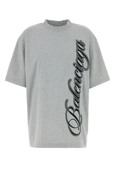 Balenciaga Women Grey Cotton Oversize T-shirt In Gray