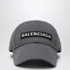 Balenciaga Grey Cotton Patch Baseball Cap Men In Gray