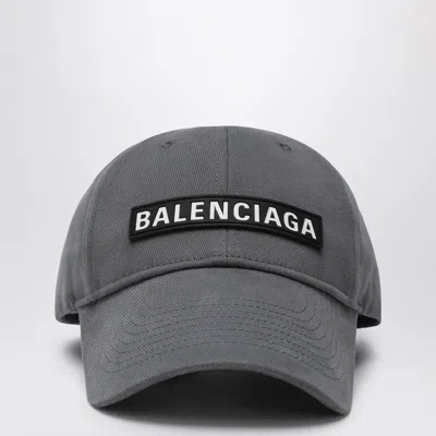BALENCIAGA BALENCIAGA GREY COTTON PATCH BASEBALL CAP